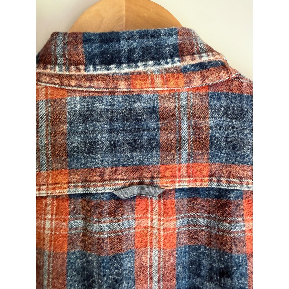 Flag & Anthem Desert Son Men's Plaid Button-Down Shirt-Blue & Orange-Size Medium - Picture 7 of 7